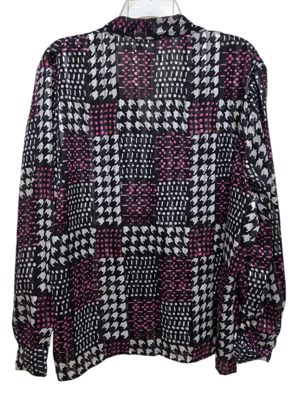 Vintage Semi Sheer Houndstooth Satin Blouse 18W EUC!